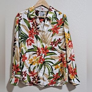 Tommy Bahama Linen L/S  Button Up Shirt Medium Floral Tropical
